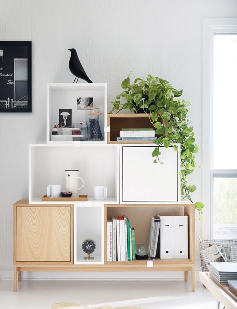 Muuto Stacked Storage System 2.0 by Finnish Design Shop - Dwell Muuto Shelves, Ikea Ideas Bedroom, Eket Ikea, Stacked Shelves, Muuto Stacked, Cube Wall Shelf, Eames House Bird, Ikea Kids Room, Eames House