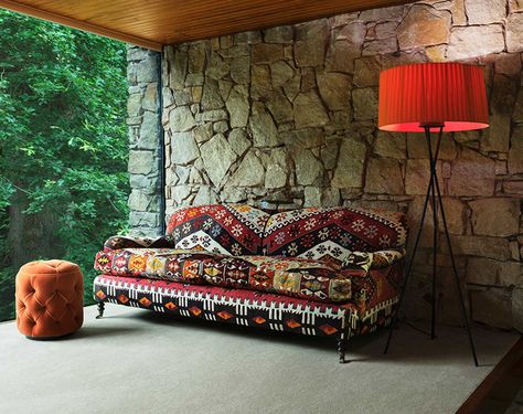 Turkish Seating, Artist Residence London, Kilim Furniture, Basement Entry, Santa Fe Decor, Character Homes, Entry Area, Kilim Design, Kilim Pattern