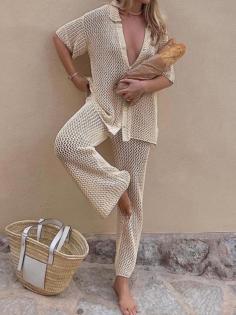 Long Pants Casual, Khaki Trousers, Suit Pattern, Coverup Beach, Blue Trousers, High Waist Bottoms, Cardigan Top, Long Style, Cardigan Fashion