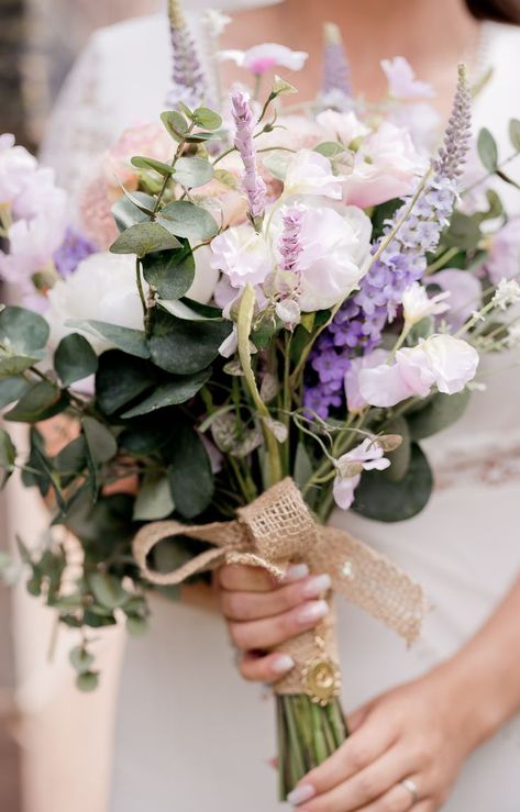 Wedding Bouquet With Eucalyptus, Wild Flower Wedding Bouquet, Wedding Flowers Purple, Bouquet With Eucalyptus, Wild Flower Wedding, Music Festival Wedding, Simple Wedding Bouquets, Flower Wedding Bouquet, Pastel Wedding Flowers