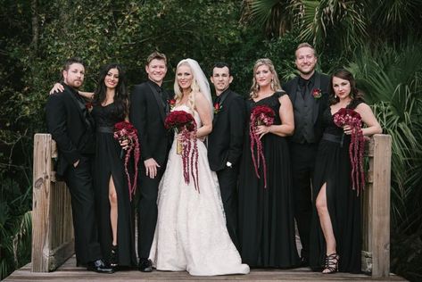 Black Wedding Party Attire, Black Wedding Party, Wedding Party Attire, Broadway Theme, Elegant Theme, The Phantom Of The Opera, Party Attire, Elegant Themes, Bride Squad