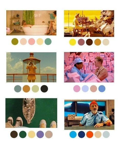 Color Palette Photography, Wes Anderson Color Palette, West Anderson, Wes Anderson Aesthetic, Wes Anderson Style, Movie Color Palette, Wes Anderson Movies, Wes Anderson Films, Stunning Hairstyles