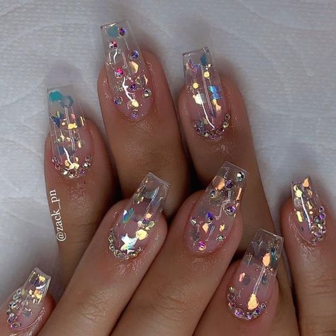 Clear Acrylic Nails, Her Nails, Nail Polishes, Clear Acrylic, Acrylic Nails, Nails, Gold