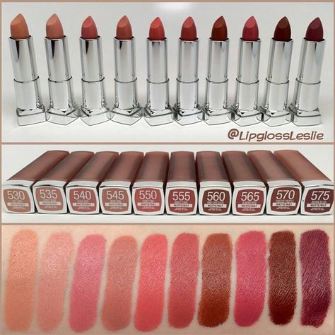 6,309 Likes, 65 Comments - Jen (@beauddiction) on Instagram: “#Swatches of the new @maybelline Inti-matte Nude Lipsticks by @lipglossleslie.  #lipstick…” Maybelline Lipstick Swatches, Matte Lipstick Shades, Maybelline Lipstick, Matte Nude Lipstick, Maybelline Color Sensational, Maybelline Makeup, Lip Swatches, Lipstick Swatches, Makeup To Buy