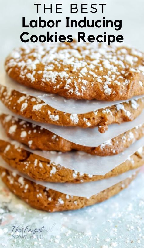 This labor inducing cookies recipe worked for me when I was pregnant and ready to get my baby out. They are similar to a ginger snap but so much better. #cookies #frugalnavywife #laborinducing #pregnacyfood | Cookies Recipe | Recipes to Help Labor | Pregnancy Foods | Baking Recipes | Labor Inducing Foods Labor Cookies Induce, Labor Inducing Food Recipes, Labor Cookies, Labor Inducing Food, Labor Inducing, Inducing Labor, Date Cookies, Induce Labor, Date Recipes