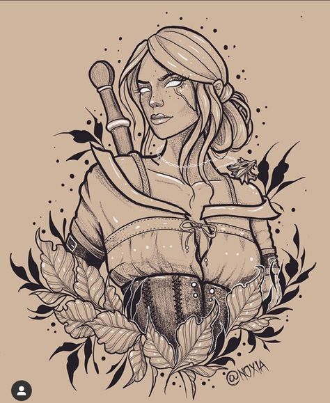 Witcher Tattoo, Female Warrior Tattoo, Warrior Drawing, Hope Art, Witcher Art, Creepy Tattoos, Dark Souls Art, Line Art Tattoos, Instagram C