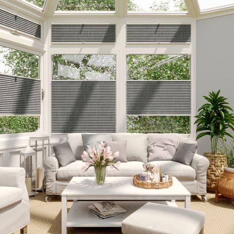 How to make a conservatory warmer in winter and on cold days | Ideal Home Conservatory Kitchen Ideas, Conservatory Flooring, Small Conservatory, Woven Blinds, Conservatory Kitchen, Conservatory Design, Cellular Blinds, Thermal Blinds, Garden Windows