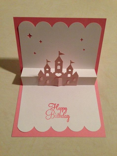 Pop up Birthday card...Castle Castle Pop Up Card, Princess Birthday Card, Princess Cards, Cinderella Crafts For Kids, Cinderella Crafts, Sofia The First Birthday Party, Happy Birthday Cards Diy, Tarjetas Pop Up, Paper Pop