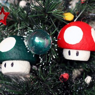 Super Mario Christmas Nintendo Ornaments, Hand Print Snowman, Nerdy Christmas, Mushroom Ornaments, Geek Christmas, Brother Christmas, Christmas Guide, Homemade Holiday, Christmas Ornament Crafts