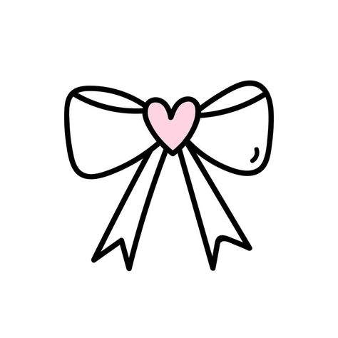 Cute bow with ribbons isolated on white background. Vector hand-drawn illustration in doodle style. Perfect for cards, logo, decorations, various designs. Logo White Background, Logo Drawing Ideas, Cute Card Designs Drawing, Ribbon Drawing Easy, Cute Ribbon Drawing, Decorative Doodles, Draw Ribbon, Ribbon Doodle, Cool Hand Doodles