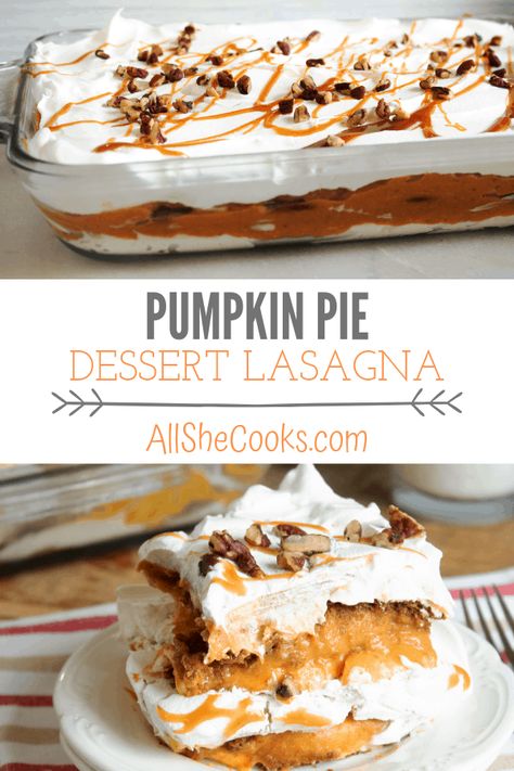 Pumpkin Lasagna Dessert, Easy Pumpkin Desserts, Desserts For Fall, Lasagna Dessert, Dessert Lasagna, Cheesecake Pumpkin, Pumpkin Lasagna, Easy Pumpkin Dessert, Favorite Holiday Desserts