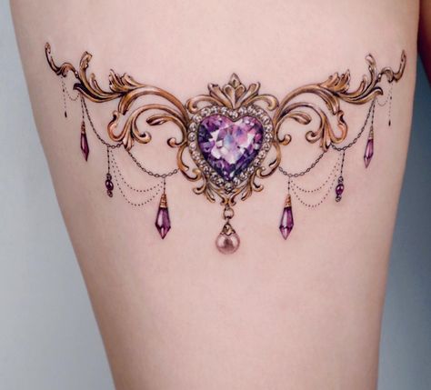 Colour Tattoo For Women, Lace Tattoo Design, Gem Tattoo, Tattoos To Cover Scars, Jewel Tattoo, Ankle Tattoos For Women, Wicked Tattoos, Diamond Tattoos, Gold Tattoo