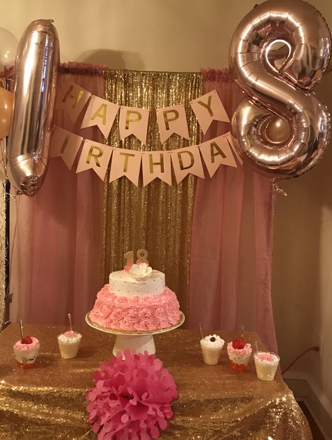 Simple 18th Birthday party Decor Simple Debut Ideas At Home, Simple Debut Ideas, Simple Debut, 18th Birthday Party Decor, Simple 18th Birthday, Gold Birthday Decor, Pink And Gold Birthday, Debut Ideas, At Home Decor