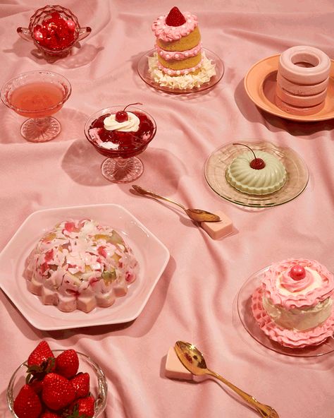 Vintage Inspired Treats by Brian Kaiser. Food Styling by Lara Pipia Whimsical Food, Food And Drink Photography, Retro Desserts, Dessert Photography, Drink Photography, Photo Food, Conceptual Fashion, Retro Recipes, Vintage Cake