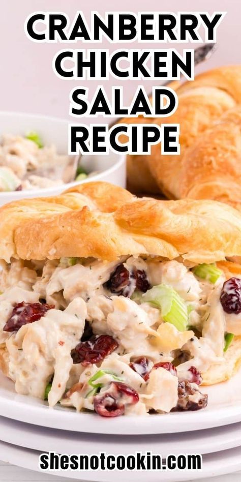 This Cranberry Chicken Salad Recipe features tender chicken, sweet dried cranberries, and crisp celery, all combined in a creamy dressing. Perfect for a quick lunch, meal prep as or an appetizer with crackers. Easy Cranberry Chicken, Cranberry Chicken Salad Recipe, Cranberry Chicken Salad, Chicken Salad Sandwich Recipe, Chicken Salad Recipe Easy, Cranberry Chicken, Cranberry Salad, Creamy Dressing, Chicken Salad Recipe