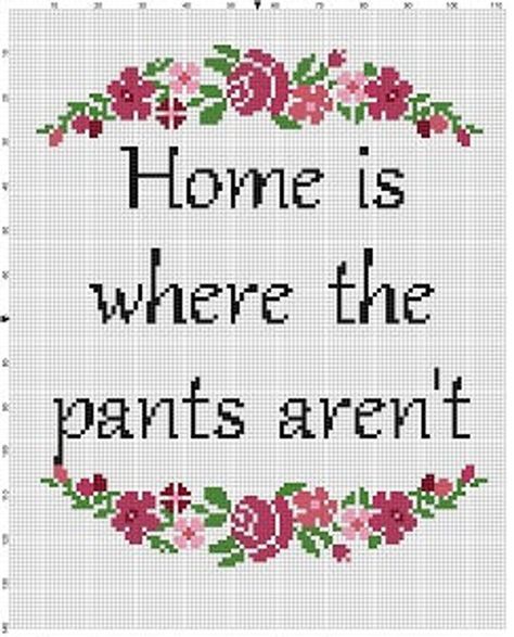 Home is Where the Pants Aren't Modern Pop Culture | Etsy Housewarming Cross Stitch, Subversive Cross Stitches, Spool Crafts, Stitch Witchery, Funny Cross Stitch Patterns, Subversive Cross Stitch, Cross Stitch Kitchen, Pola Kristik, Mini Cross Stitch