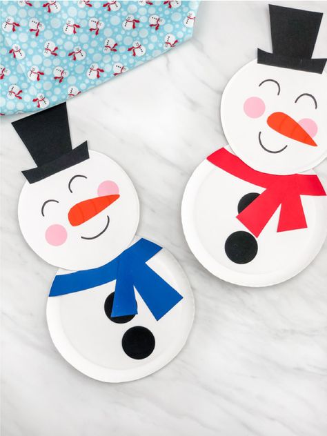 Snowman Paper Plate Craft Snowman Paper Plate, Paper Plate Snowman, Snowman Crafts For Kids, Snowman Crafts Preschool, Olaf Craft, Paper Plate Craft, Paper Plate Crafts For Kids, Penguin Craft, Snowman Craft