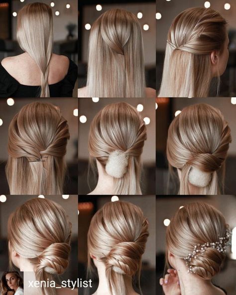 Updo Step By Step, Hairstyle For Wedding Party, Hairstyles Step By Step, Hairstyle For Wedding, Diy Wedding Hair, Easy Updo Hairstyles, Wedding Hairstyles Tutorial, Peinados Recogidos, Step By Step Hairstyles