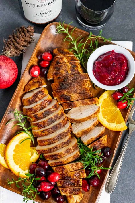 Air Fryer Turkey Tenderloins Air Fryer Turkey Tenderloin, Garlic Herb Turkey, Turkey Dinner Sides, Air Fryer Turkey Breast, Turkey Tenderloins, Turkey Rub Recipes, Air Fryer Turkey, Turkey Seasoning, Thanksgiving Turkey Dinner