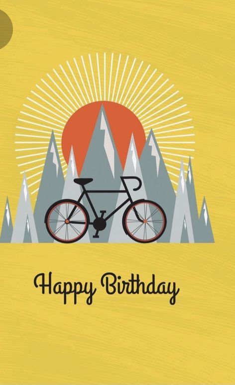 Bike Birthday Quotes, Happy Birthday Motorcycle Men, Happy Birthday Bicycle Man, Happy Birthday With Bicycle, Bike Birthday Cards, Bday Quotes, Watercolor Birthday Cards, Mens Cards, Watercolor Birthday