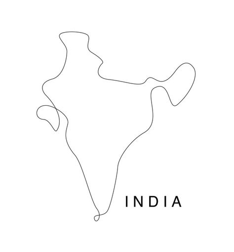 Line art India map. continuous line east world map. vector illustration . single line asia world South Asia Map, Single Illustration, World Map Vector, Vietnam Map, Map Tattoos, Asia Map, India Map, Continuous Line, Single Line