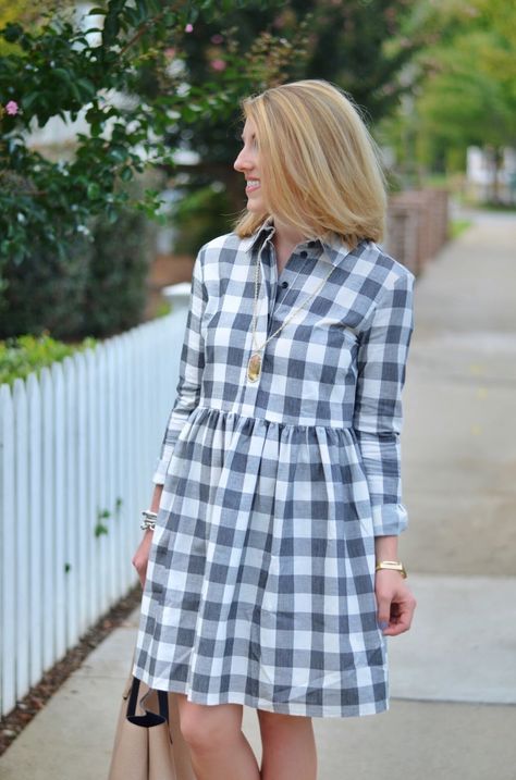 Gingham Shirt Dress, Dress Booties, Check Shirts, Feminine Fashion, Gingham Shirt, List Style, Fall Style, Feminine Style, Dress Patterns