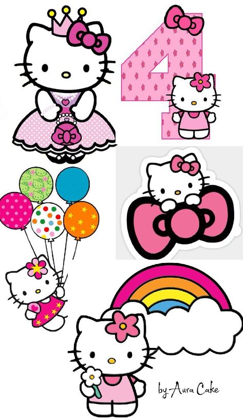 Hello Kitty Topper Cake Printable, Kue Hello Kitty, Princess Topper, Sanrio Diy, Unicorn Topper, Kitty Birthday Party, Hello Kitty Printables, Hello Kitty Birthday Party, Birthday Topper