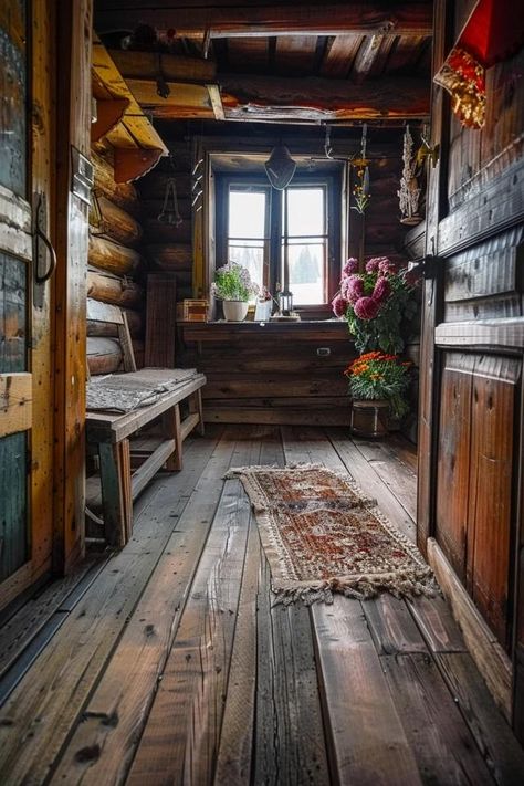 Rustic Charm: Log Cabin Flooring Ideas for You Flooring For Log Homes, Wood Cabin Interior Rustic, Cabin Wood Floors, Rustic Cabin Aesthetic, Log Cabin Flooring Ideas, Cabin Flooring Ideas, Cabin Core Aesthetic, Cabin Interiors Rustic, Cabin Flooring