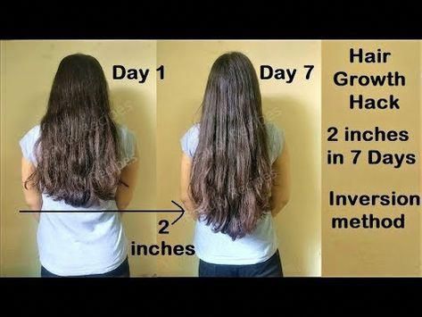 Hair Growth Hack - 2 inches Hair Growth in 1 Week with Inversion Method - Get Long Hair - YouTube #longhairideas 6 Month Hair Growth, Wild Growth Hair Oil, Longer Hair Growth, Homemade Hair, Hair Growth Shampoo, Vitamins For Hair Growth, Hair Care Products Professional, Grow Long Hair, Grow Hair Faster