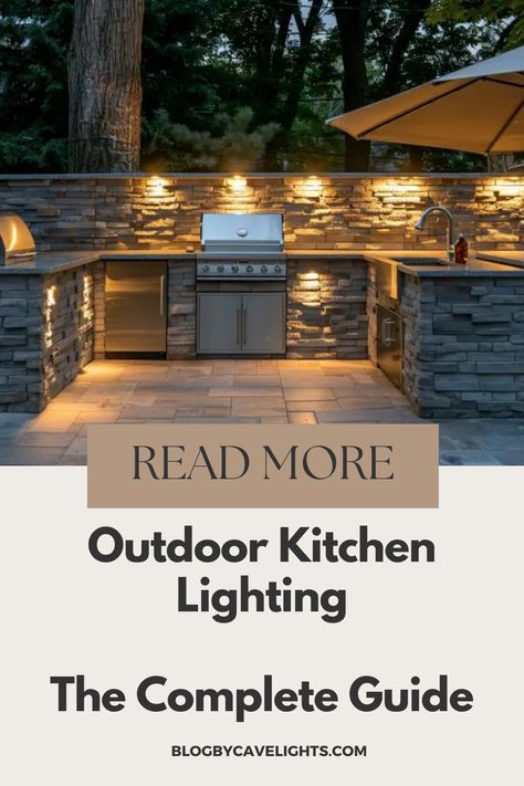 🍳 Light up your outdoor cooking area with our expert tips for outdoor kitchen lighting! Whether you're grilling under the stars or hosting a dinner party, discover how to create a welcoming ambiance with stylish outdoor lights. Click for outdoor culinary inspiration! ✨🏡 Bbq Lighting Ideas, Outdoor Kitchen Lighting Ideas, Outdoor Kitchen Lighting, Kitchen Under Cabinet Lighting, Montana House, Outdoor Grill Area, Under Counter Lighting, Outdoor Cooking Area, Outdoor Kitchen Cabinets