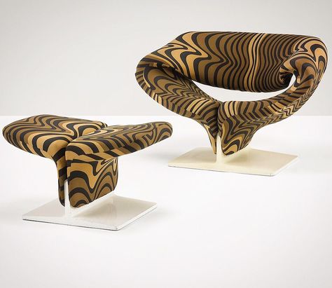 Pierre Paulin ‘Ribbon Chair’ 1966 Ribbon Chair, Iconic Armchairs, Pierre Paulin, Florence Knoll, Lacquered Wood, Armchair Furniture, Deck Chairs, Furniture Maker, Fabric Ribbon