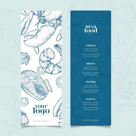 Restaurant Layout, Menu Design Inspiration, Cafe Menu Design, Creative Restaurant, Seafood Menu, Menu Layout, Adobe Design, Restaurant Menu Template, Food Menu Design