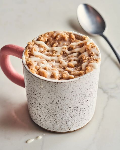 Coffee Cake Mug Cake Recipe (Single-Serve) | Kitchn Coffee Cake Mug Cake, Banana Bread Mug Cake, Recipe For Banana Bread, Banana Bread Mug, Mug Cake Microwave, Cake Mug, Single Serving Recipes, Mug Recipes, Vegan Comfort Food