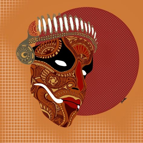 Kerala theyyam digital Illustration india bright colors classical illustration Theyyam Drawing Outline, Theyyam Sketch, Theyyam Aesthetic, Theyyam Tattoo Designs, Theyyam Logo, Theyyam Tattoo, Theyyam Drawing, Theyyam Illustration, Kerala Tattoo