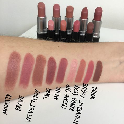 Mac Whirl Lipstick, Mac Swatches, Whirl Lipstick, Mac Taupe, Mac Makeup Lipstick, Mac Lipstick Collection, Mac Nude Lipstick, Mac Whirl, Mac Brave