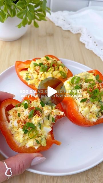 Egg Salad Stuffed Peppers, Prep Bowls, Healthy Breakfasts, Meal Prep Bowls, Egg Yolks, High Protein Low Carb, Wine Vinegar, Egg Salad, Hard Boiled