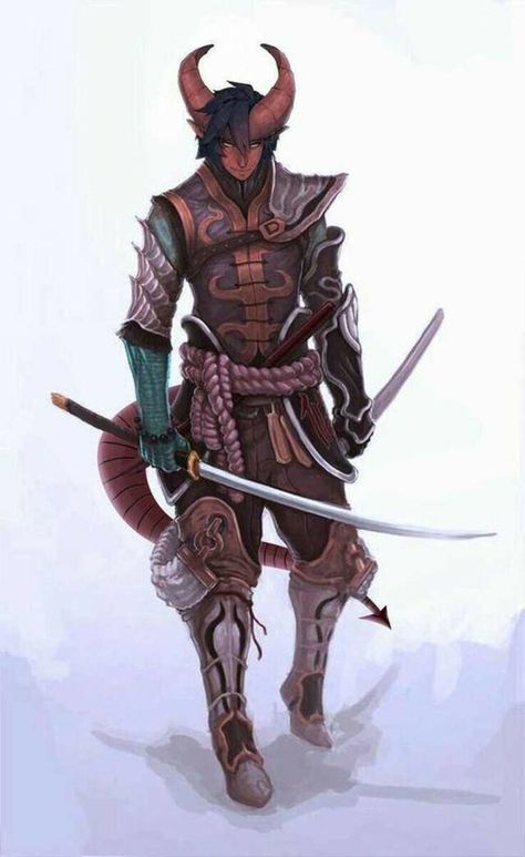 Tiefling fighter Samurai Rpg Character, Aasimar Rpg, Rpg Npc, Ronin Samurai, Heroic Fantasy, Samurai Art, Dungeons And Dragons Characters, Dnd Art, Fantasy Armor