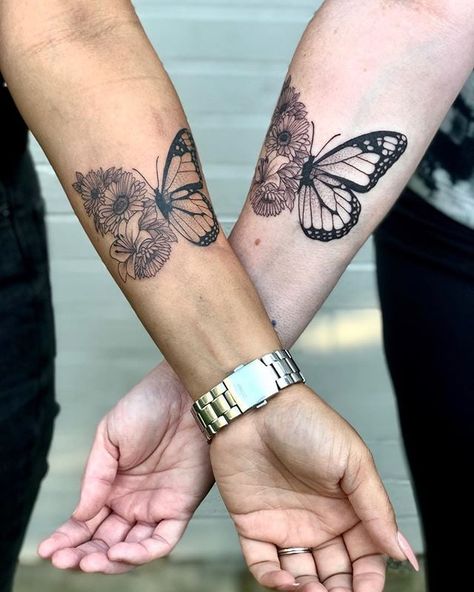 Butterflies Matching Tattoos For Couples, Tattoos For Couples, Matching Best Friend Tattoos, Daily Life Hacks, Matching Couple Tattoos, Best Friend Tattoos, Friend Tattoos, Matching Tattoos, Couple Tattoos