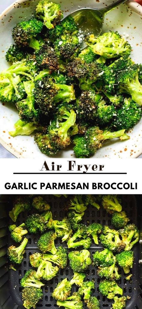 Garlic Parmesan Broccoli Air Fryer, Parmesan Broccoli Air Fryer, Roasted Broccoli Recipes Air Fryer, Brocolli Air Fryer Recipe, Air Fryer Salmon And Broccoli, Air Fryer Meal Ideas, Roasted Broccoli Air Fryer, Broccoli Air Fryer Recipes, Air Fryer Broccoli Recipes