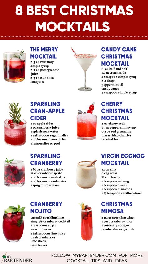 Christmas Mocktails Christmas Mocktail Recipes, Christmas Mocktail, Christmas Cider, Christmas Mocktails, Christmas Drinks Recipes, Mocktail Recipes, Drink Recipes Nonalcoholic, Mocktail Recipe, Punch Recipes