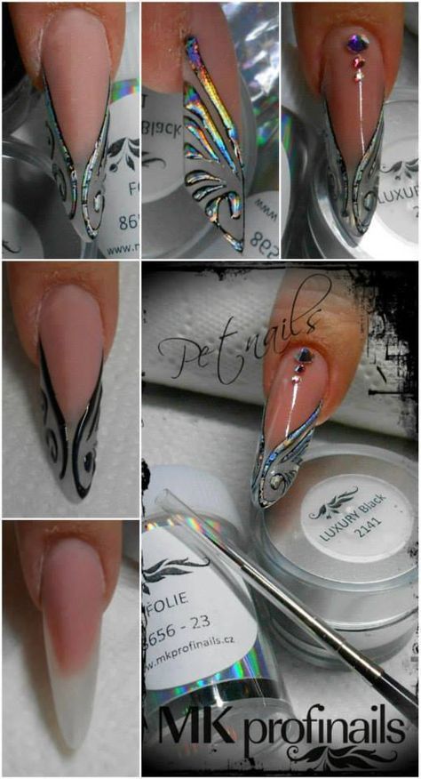 foils Foil Nail Art, Nagellack Trends, Edge Nails, Stiletto Nail Art, Foil Nails, Beautiful Nail Designs, Fabulous Nails, Beautiful Nail Art, Bling Nails