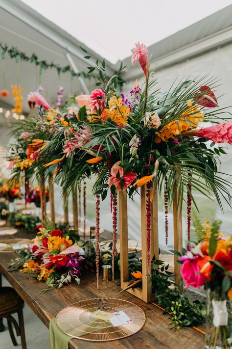 Tropical Outdoor Wedding, St Pete Pier, Tropical Wedding Centerpieces, Tropical Centerpieces, Tropical Wedding Theme, Tropical Wedding Decor, Tropical Wedding Inspiration, Jamaica Wedding, Tropical Wedding Flowers