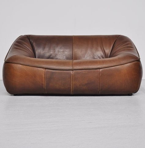 Gerard Van Den Berg; Leather 'Ringo' Sofa for Montis, 1970s. Leather Bean Bag, Vintage Bank, Leather Couch, Furniture Inspiration, Interior Furniture, Decoration Design, Living Room Sets, Autocad, Sofa Set