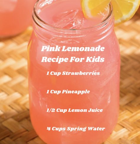 Pink Lemonade Recipe Homemade, Fun Summer Drinks For Kids, Lemonade Recipe For Kids, Pink Lemonade Recipe, Lemonade Flavors, Raspberry Lemonade Recipe, Easy Cooking Ideas, Drinks Lemonade, Nacho Taco