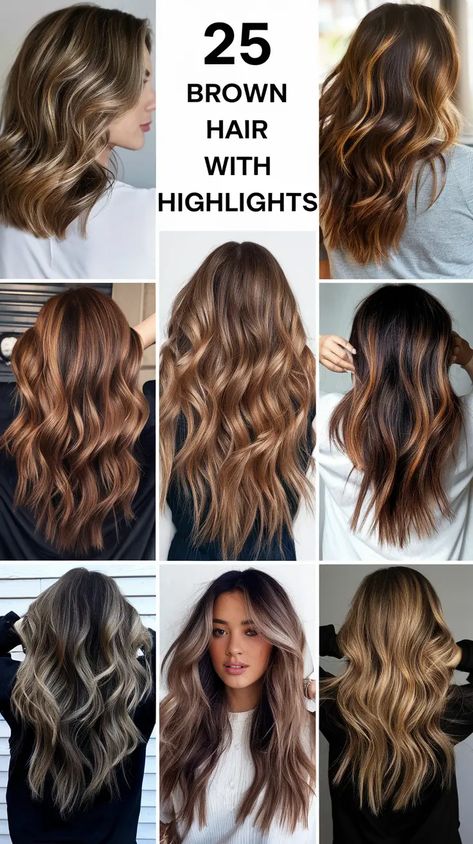 Trendy Blonde and Brunette Hairstyles for 2024: Elegant Waves, Ombré, and Sleek Layered Looks Trendy Brunette Hair 2024, Romantic Chocolate, Winter Natural Hairstyles, Straight Layers, Mousy Brown, Blonde And Brunette, Sun Kissed Highlights, Brunette Hairstyles, Highlights Ideas