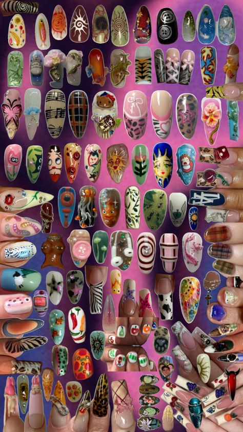 Funky Nail Art, Wow Nails, Hippie Nails, Pretty Gel Nails, Crazy Nails, Girls Nails, Dream Nails, Fire Nails, Funky Nails