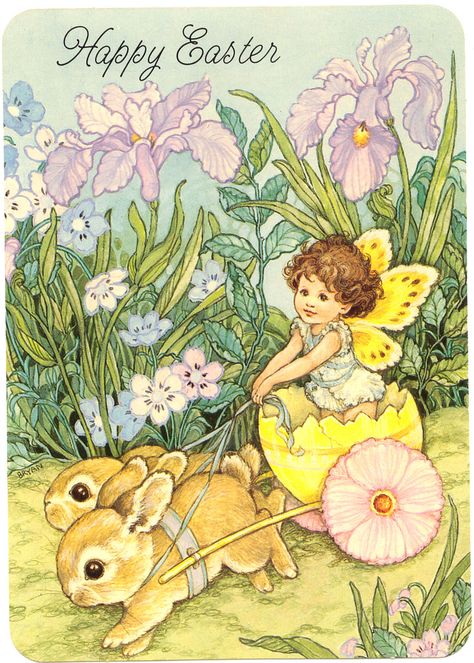 The Magic Faraway Tree, Easter Fairy, Vintage Easter Postcards, Vintage Easter Cards, Easter Postcards, Easter Pictures, Fairy Pictures, Fairy Artwork, Easter Wishes