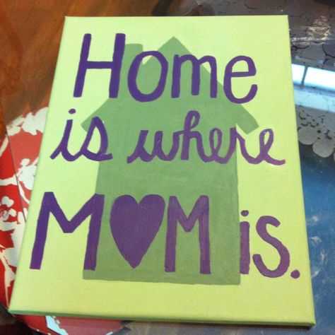 Canvas I painted for my mom for mother's day -- discovered I am certainly no artist. Painting Canvas Crafts, Diy Canvas Photo, Birthday Canvas, Mom Birthday Quotes, Mother Painting, Birthday Painting, Aesthetic Diy, Diy Gifts For Mom, Cute Canvas Paintings