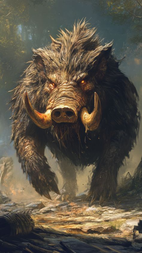 Boar Fantasy Creature, Boar Warrior, Dungeons Master, Greek Monsters, Beast Art, Viking Mythology, Dark Fiction, Creature Fantasy, Myths & Monsters