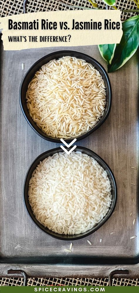 Here is the ultimate guide on Basmati vs Jasmine Rice. Learn about its origin, appearance and aroma, as well as how to buy, use and store. #basmatirice #jasminerice #rice Jasmine Rice Benefits, Cook Jasmine Rice, Jasmin Rice, Rice Recipes Side, Jasmine Rice Recipes, Basmati Rice Recipes, Savory Sides, Cooking Basmati Rice, Cooking Jasmine Rice